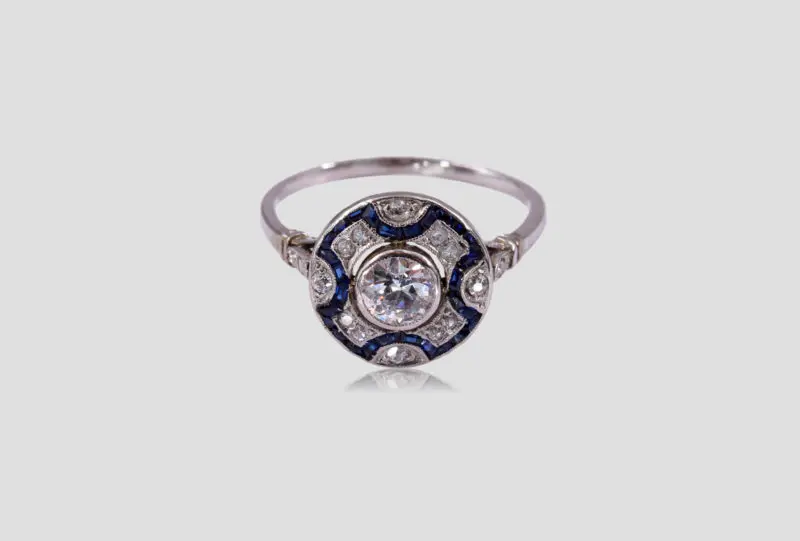 Bague ronde 1925 saphir et diamants