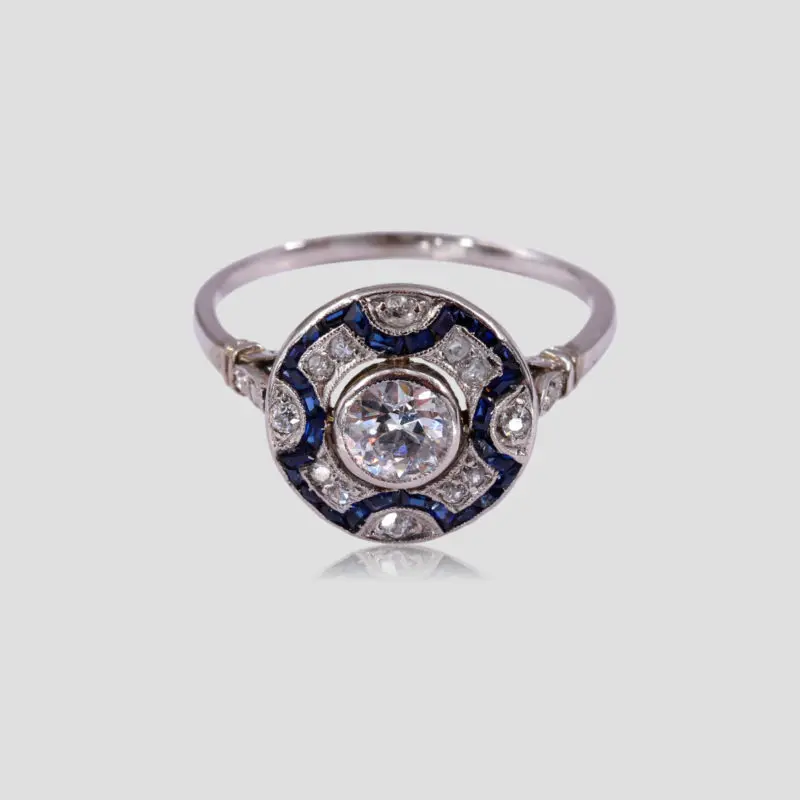 Bague ronde 1925 saphir et diamants