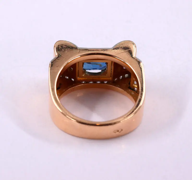 Bague tank saphir et diamants