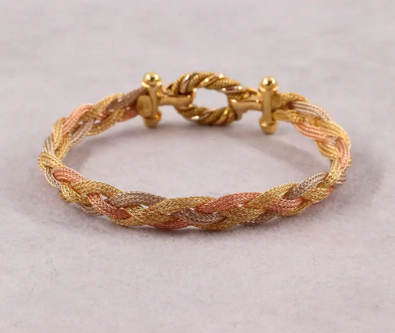 Bracelet tressé trois ors