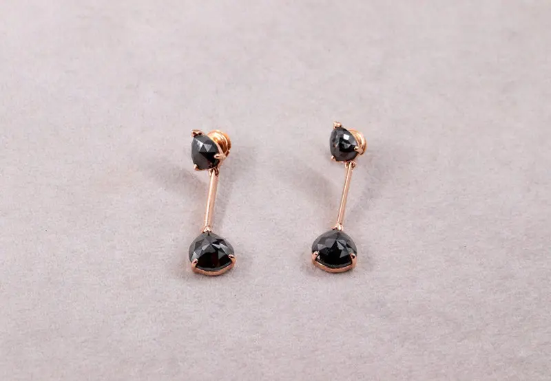 Boucles d'oreilles or rose et diamants noirs