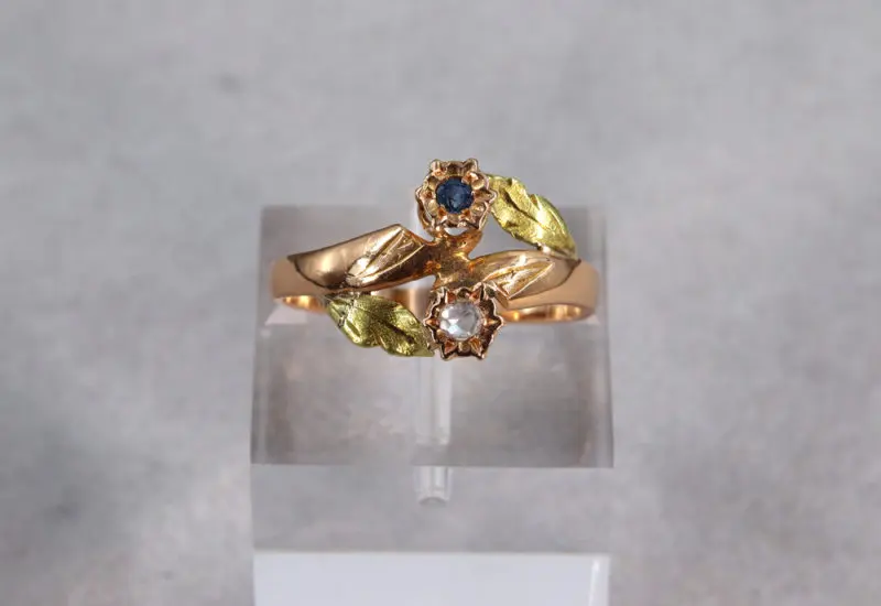 Bague toi et moi saphir diamants ancienne