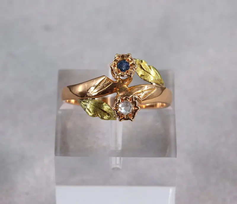 Bague toi et moi saphir diamants ancienne