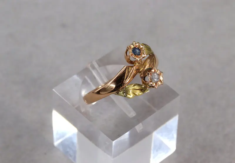 Bague toi et moi saphir diamants ancienne