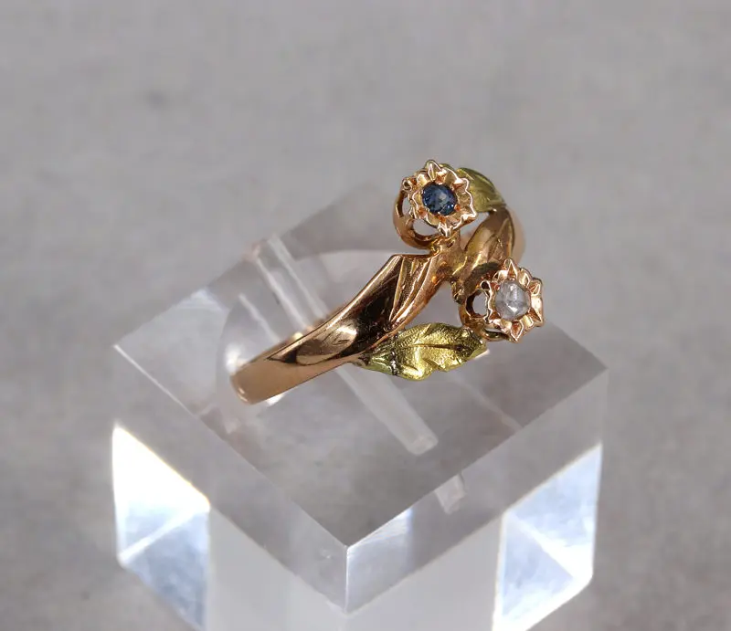 Bague toi et moi saphir diamants ancienne