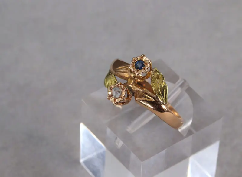 Bague toi et moi saphir diamants ancienne