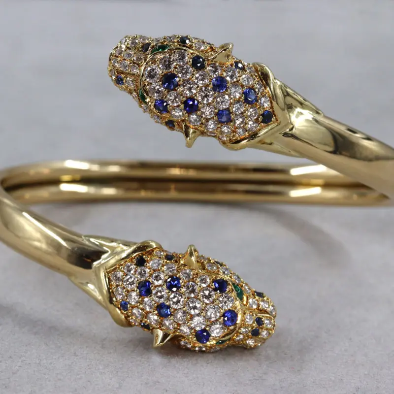 Bracelet-panthère-or-jaune-et-pierres-précieuses