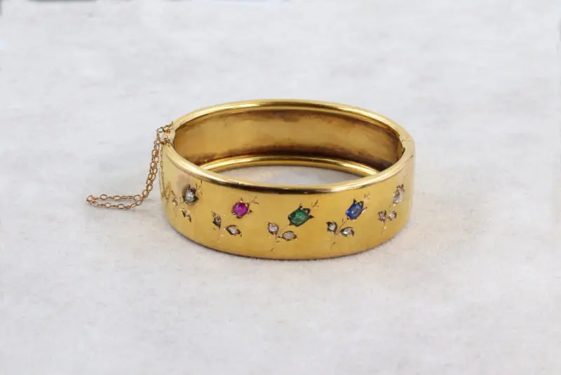 Bracelet jonc ruban or et pierres XIXe siècle – Image 2