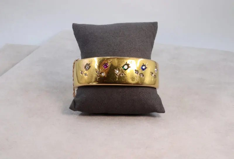 Bracelet jonc ruban or et pierres XIXe siècle – Image 3