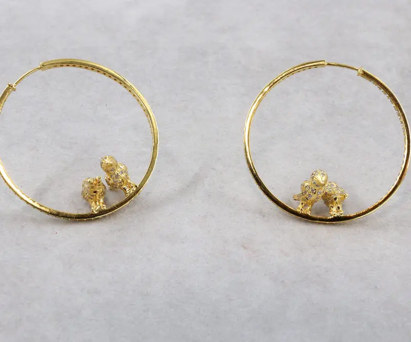 Boucles d'oreilles créoles oiseaux perchés or et diamants