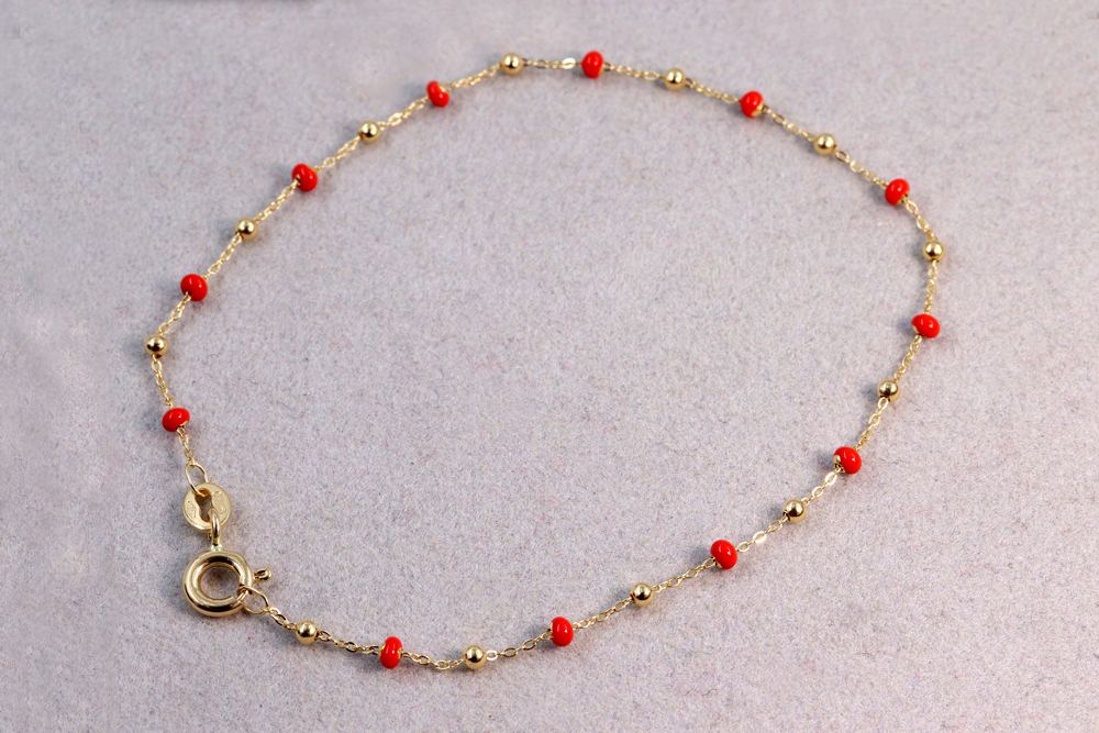 Bracelet Plaqué Or KBC - Chaîne Maille Boules émaillées Noir, Neuf Avec étiquettes