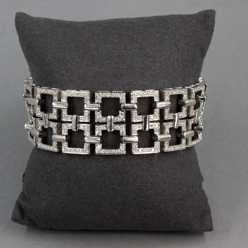 Bracelet-géométrique-diamants sur or blanc