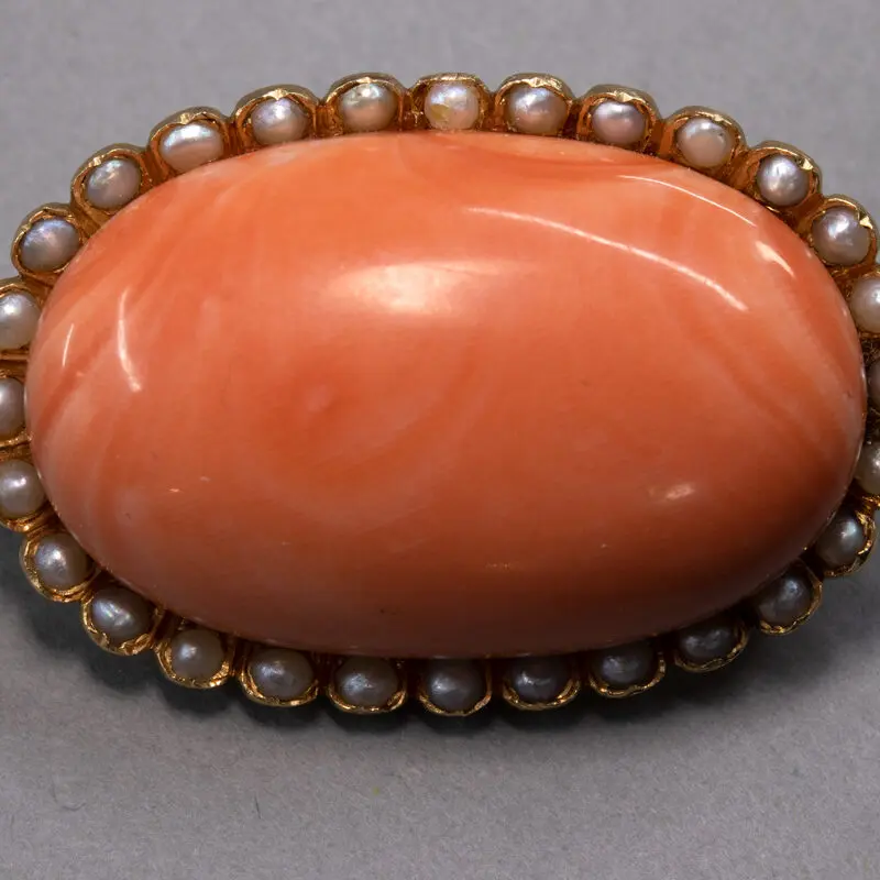 Broche ancienne corail et perles