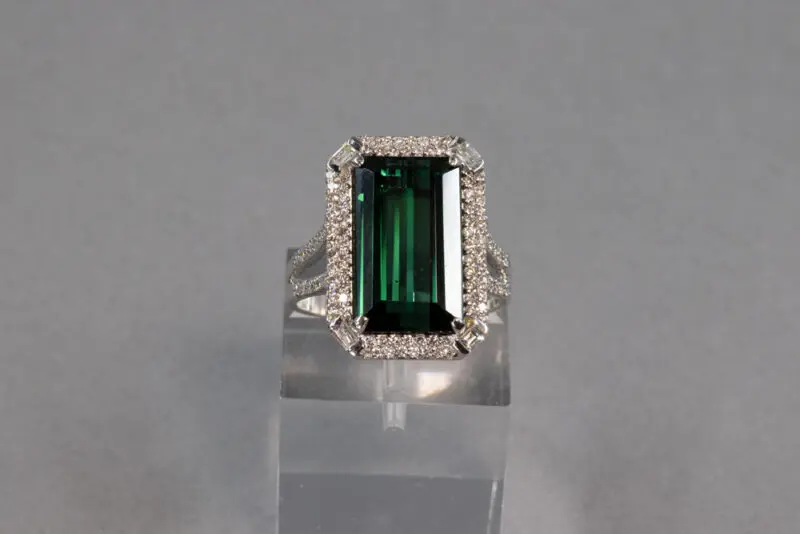 Bague tourmaline verte rectangulaire