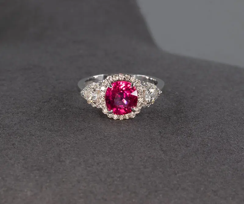 Bague tourmaline rose et diamants