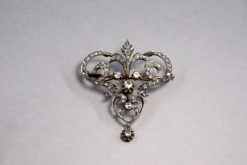 Broche or, argent diamants XIXe siècle