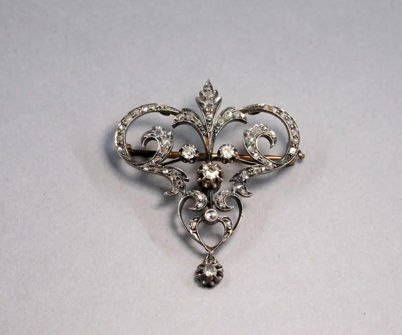Broche or, argent diamants XIXe siècle