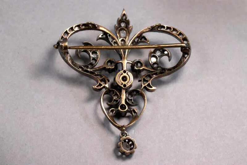 Broche or, argent diamants XIXe siècle