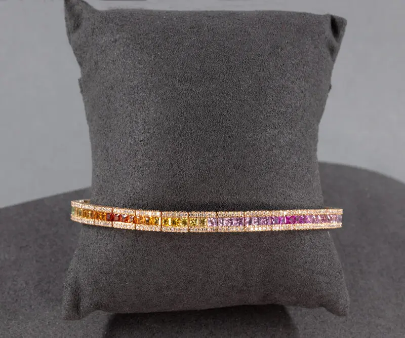 Bracelet saphirs multicolores et diamants