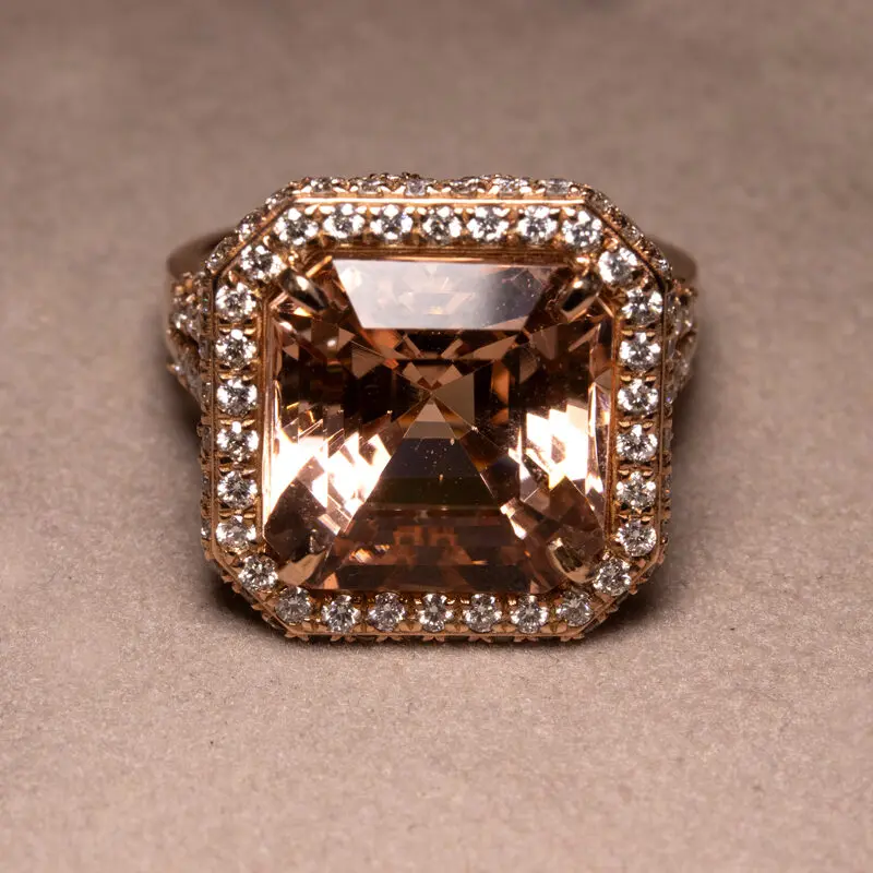Bague morganite et diamants