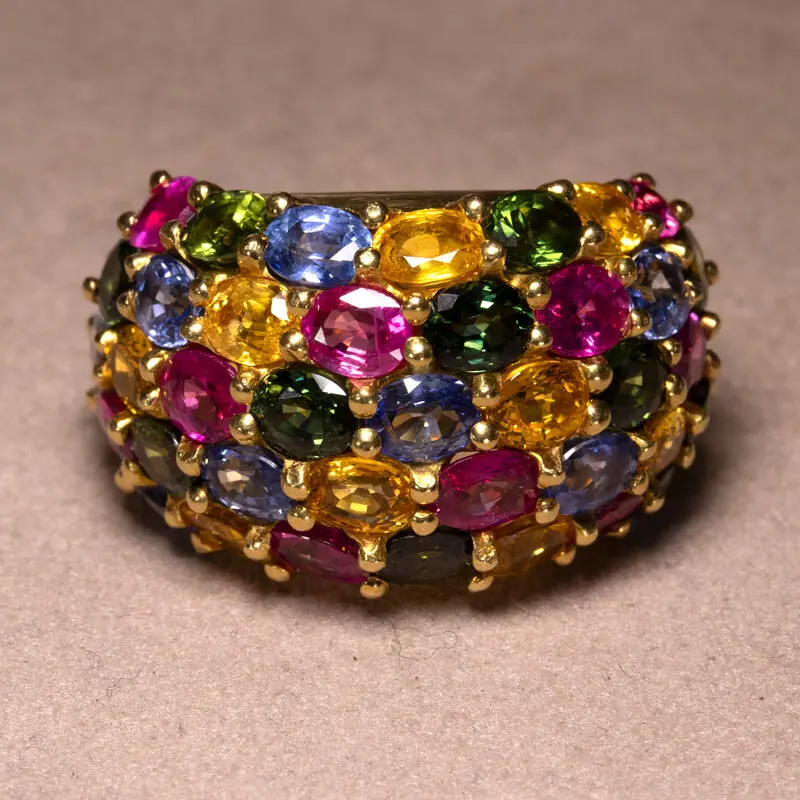 Bague tutti-frutti saphirs de couleurs