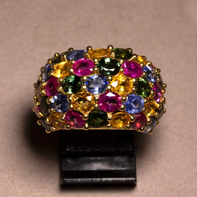 Bague tutti-frutti saphirs de couleurs
