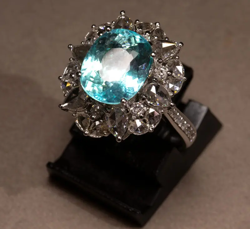 Bague tourmaline Paraïba et diamants