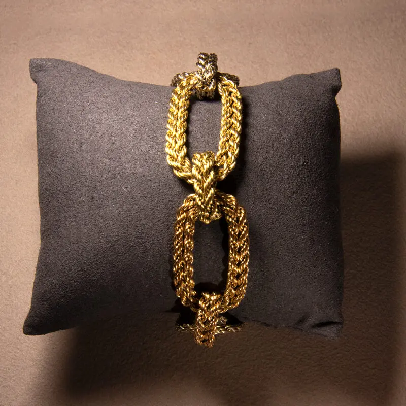 Bracelet maillons corde tressés 3 ors