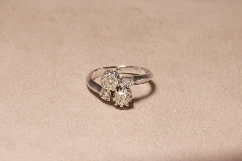 Bague toi et moi or blanc et diamants
