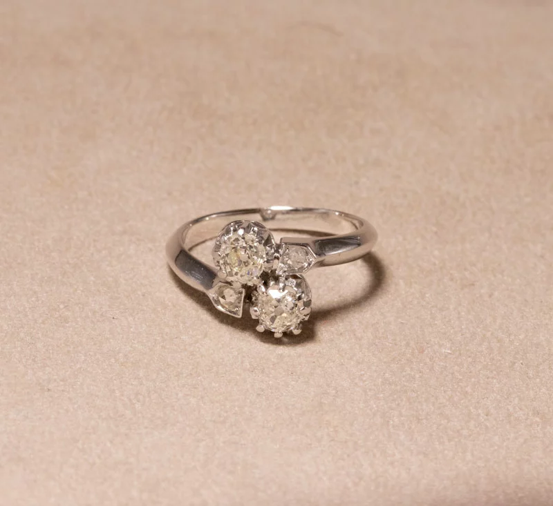 Bague toi et moi or blanc et diamants
