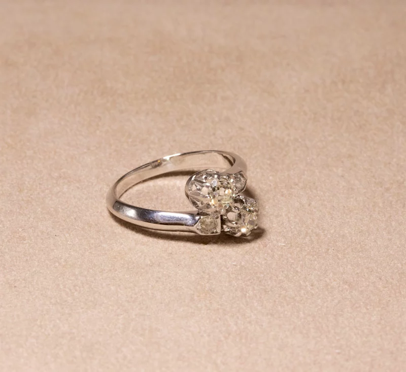 Bague toi et moi or blanc et diamants