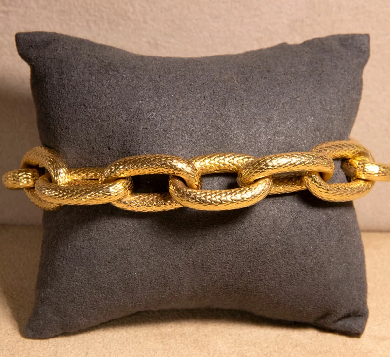 Bracelet maillons texturés or années 1940