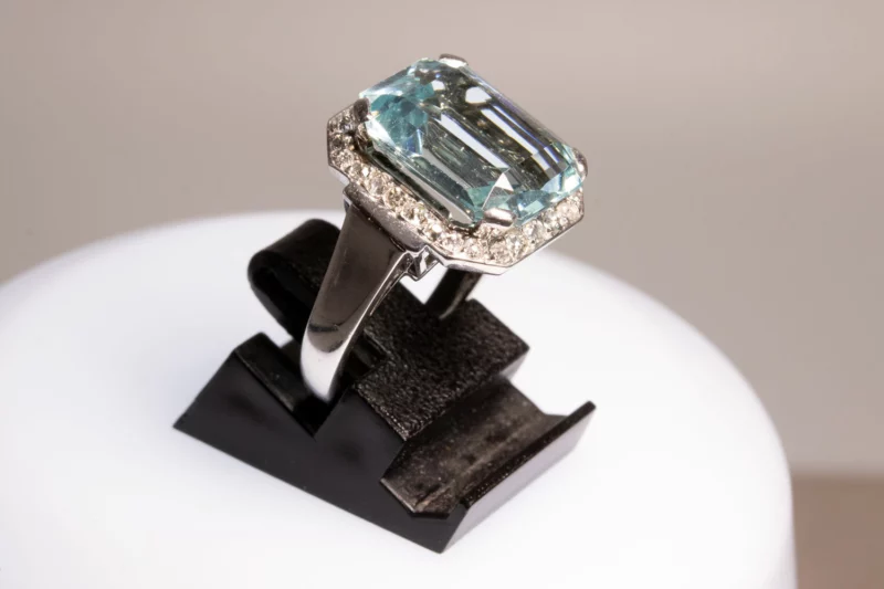 Bague 1930 aigue-marine et diamants – Image 3
