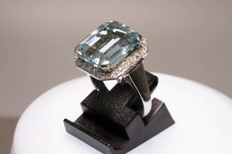 Bague 1930 aigue-marine et diamants – Image 2