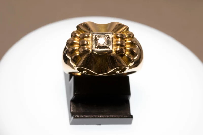 Bague tank 1950 volutes diamant