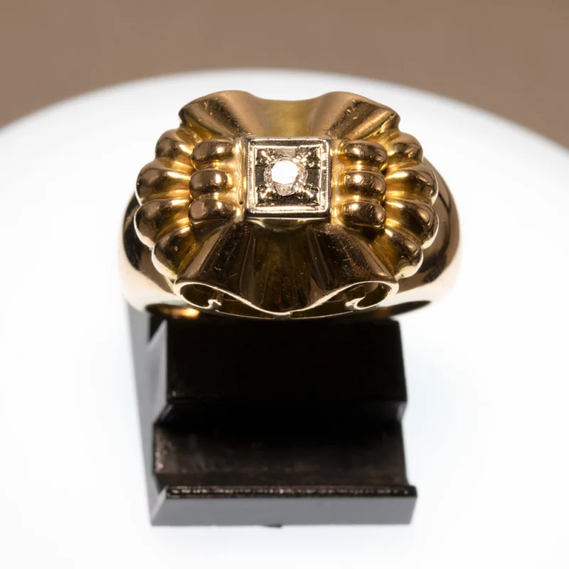 Bague tank 1950 volutes diamant