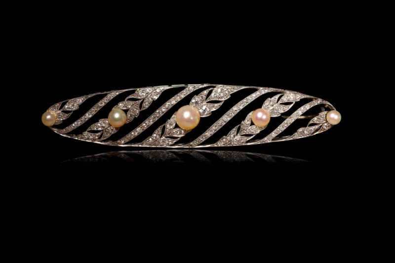 Grande broche barrette platine 1920