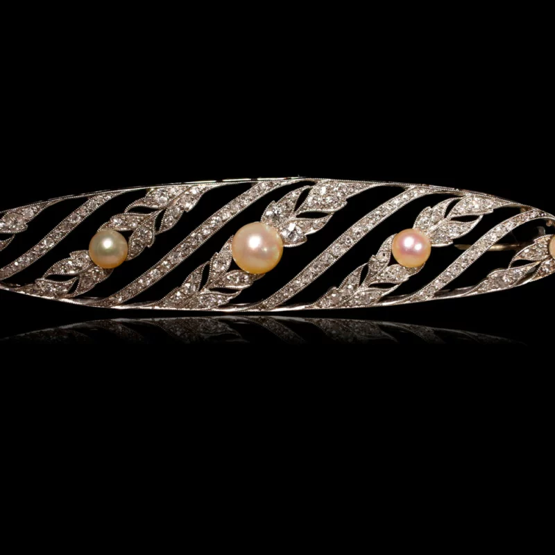 Grande broche barrette platine 1920