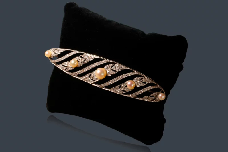 Grande broche barrette platine 1920