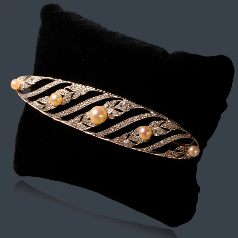 Grande broche barrette platine 1920