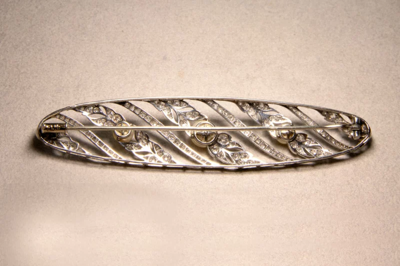 Grande broche barrette platine 1920